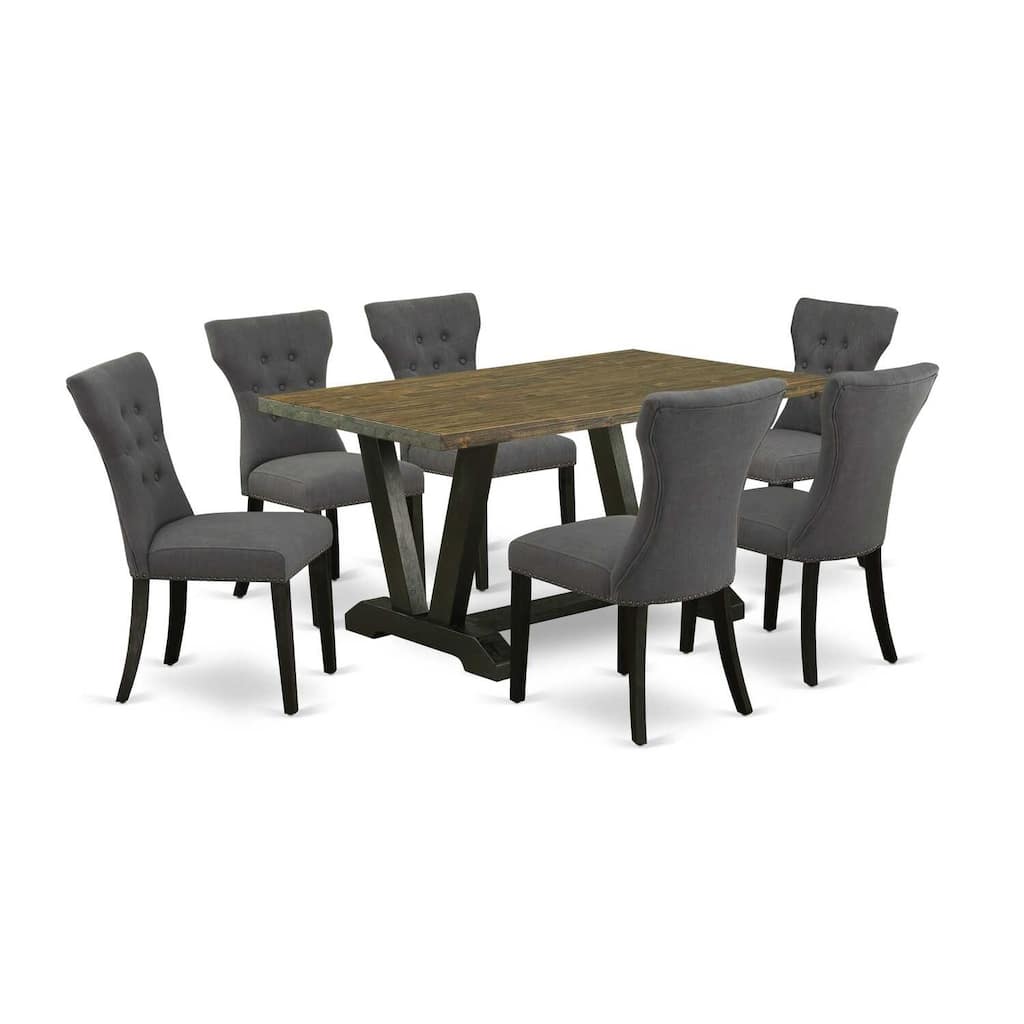 7-Piece Dining Room Set - Kitchen Table with Chairs - Modern Rectangular Table & Parson Chairs - 36x60 Inch - 60
