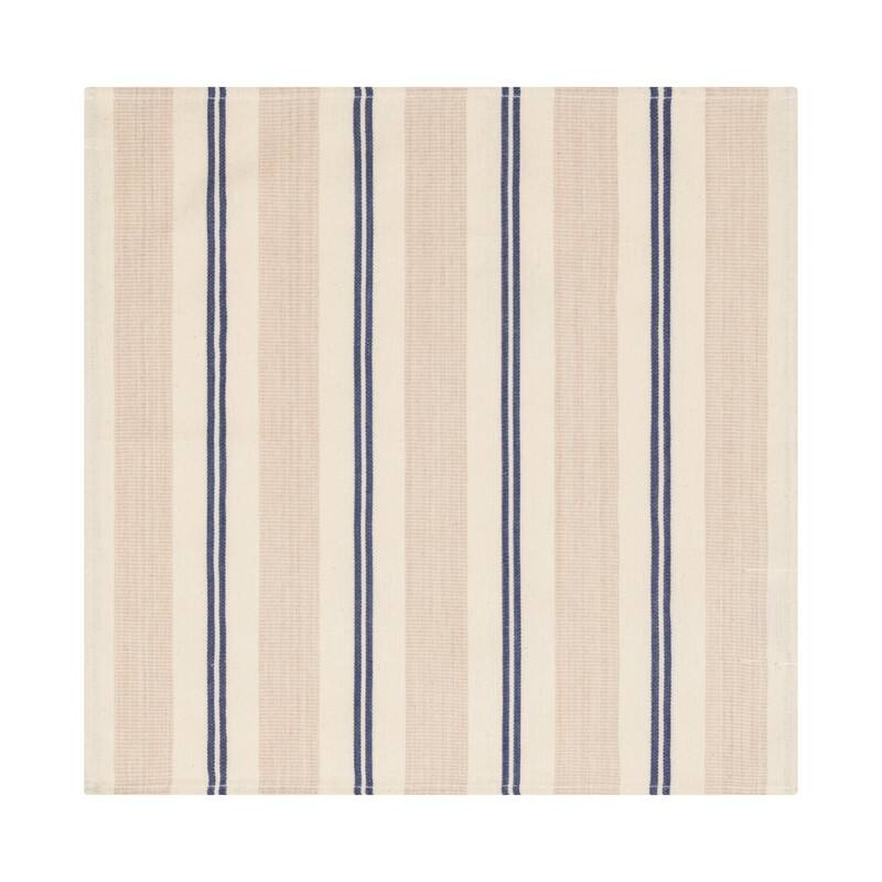 French Home Set of 4 Cream, Blue, and Pink Striped Napkins - 16" x 16"
