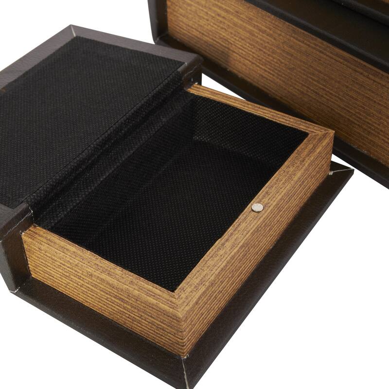 Faux Leather or Linen Fabric Book Storage Box - Set of 3 White, Beige, Black, Red or Light Gray - Roche River Decor