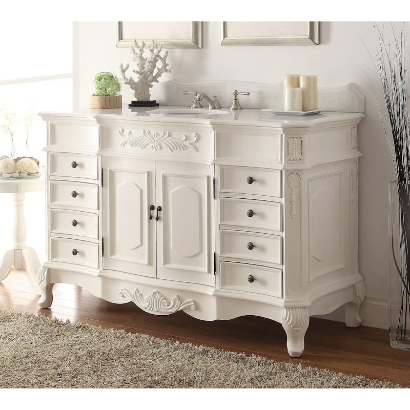 42 Inch Classic style antique white Bathroom Sink Vanity - 56 inch
