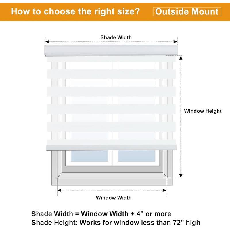 Cordless Zebra Blinds for Windows Free-Stop Roller Windows Shades - 35" W X 64" H