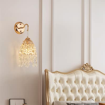 Set of 2 Crystal Grape-Shaped Bead String Wall Sconces ,Elegant Hanging Light Fixture