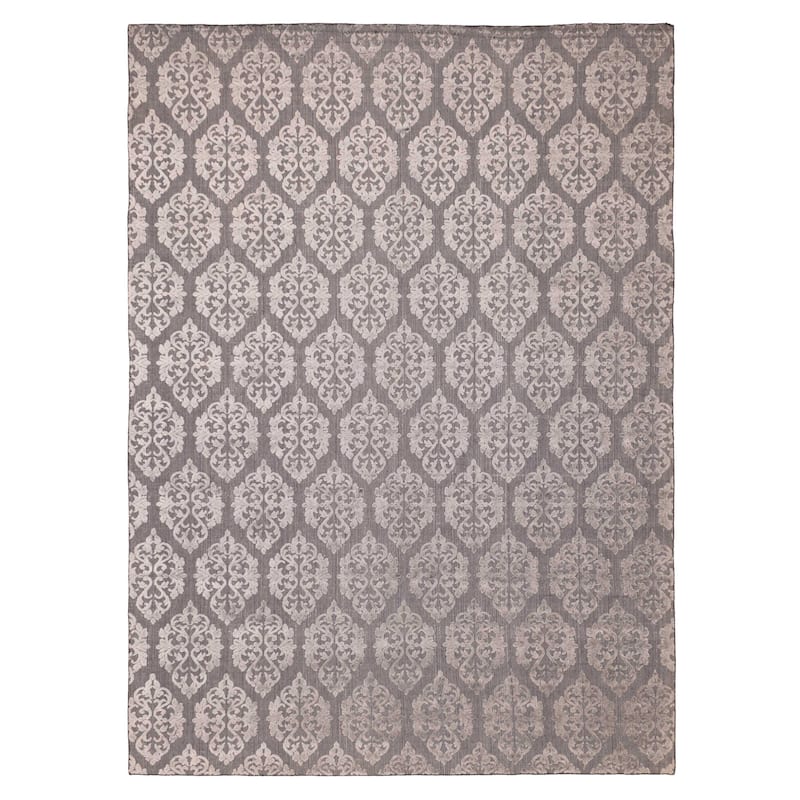 ECARPETGALLERY Hand Loomed Elysian Dark Grey Viscose, Wool Rug - 8'4 x 11'7