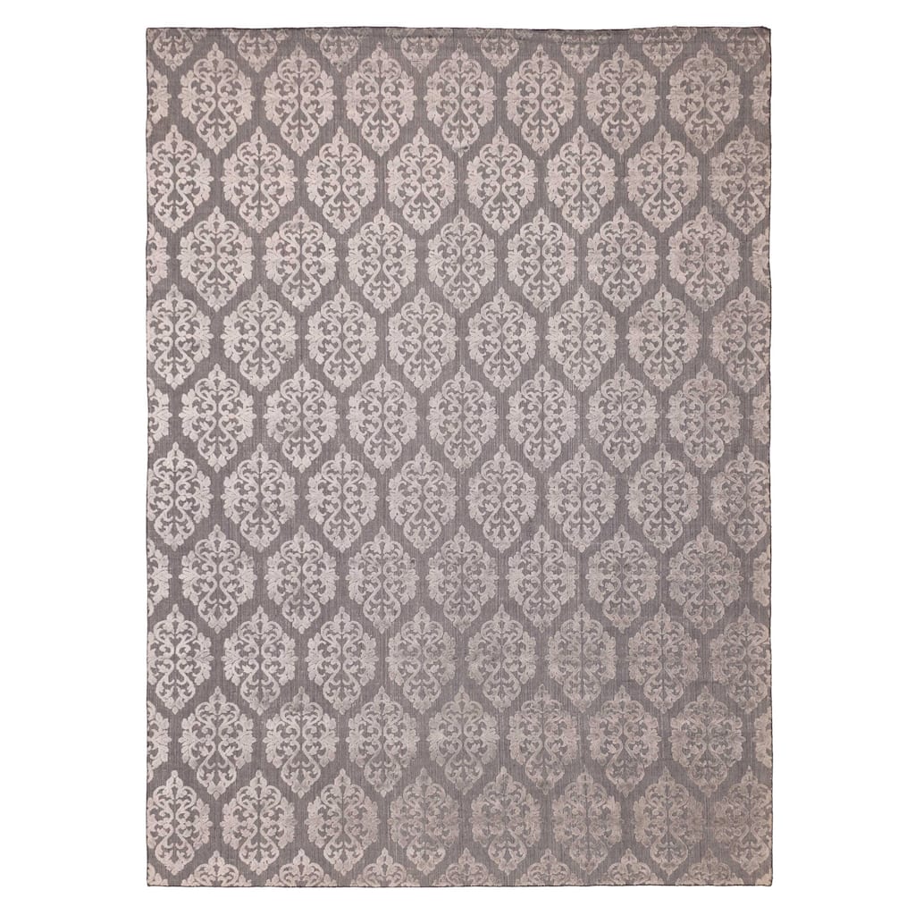 ECARPETGALLERY Hand Loomed Elysian Dark Grey Viscose, Wool Rug - 8'4 x 11'7