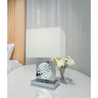 22"H SQUARE CRYSTAL CENTERPIECE with Night Light + USB Port + Power Outlet