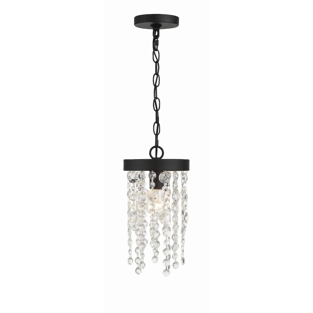 Winham 1 Light Black Forged Pendant - 7"W x 14"H