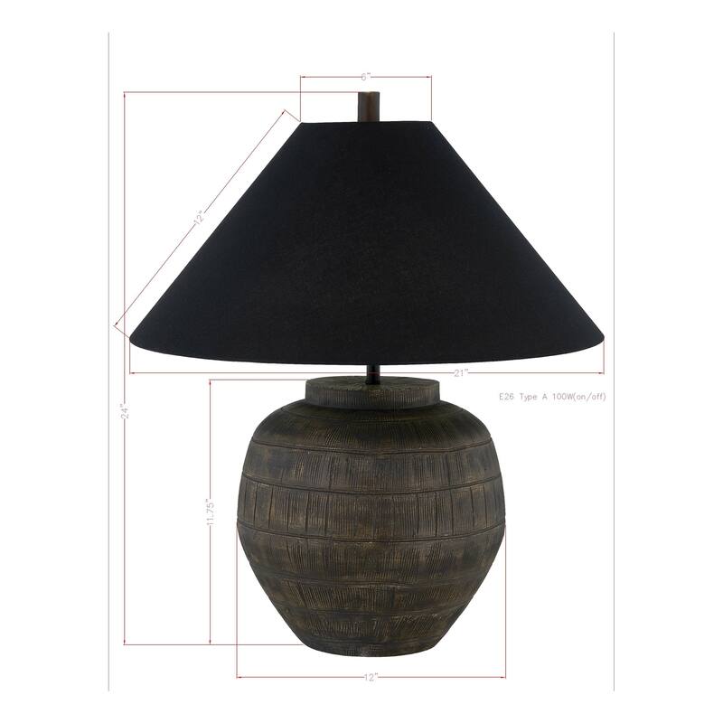 Stover 25" Table Lamp with Linen Shade, Black/Brown (Set of 2)