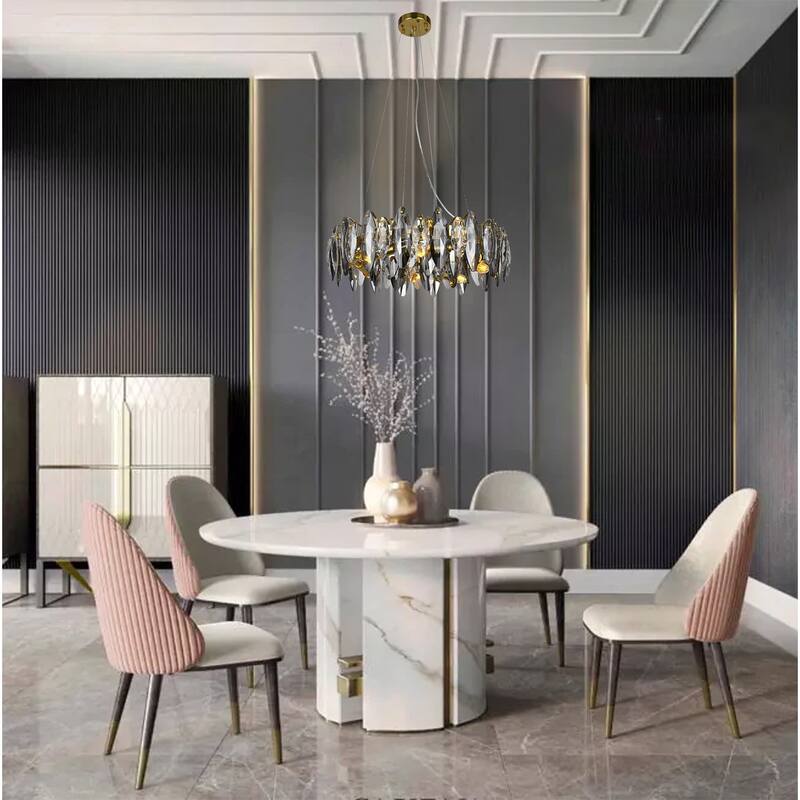 11-Light Round Gold Chandelier with Clear and Smoke Crystal Accents