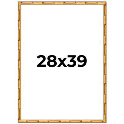 28x39 Frame Gold Bamboo Picture Frame Modern Photo Frame Includes UV Acrylic Shatter Guard Front Acid Free Foam Backing Board