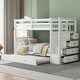 preview thumbnail 28 of 37, Twin Over Twin Wooden Bunk Bed with Trundle, Staircase & Drawers