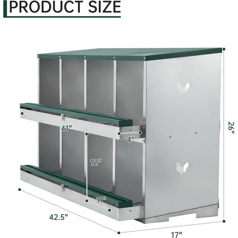 8 Compartment Nesting Box, Chicken Laying Box, Easy to Clean and Install