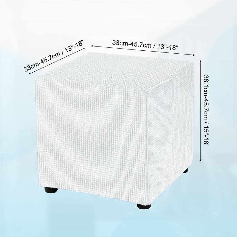 Square Ottoman Cover 18x18x18 inch Polyester Ottoman Slipcovers - Cream