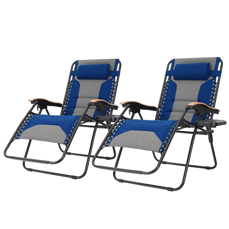 Padded Zero Gravity Chair 2 Pack Oversize Lounge Chair with Free Cup Holder