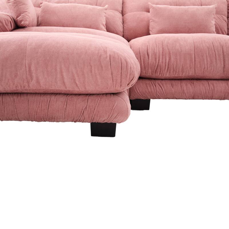 GDFStudio - Pelletized U Shape Cloud Couch with Bolster Armrest Pillows