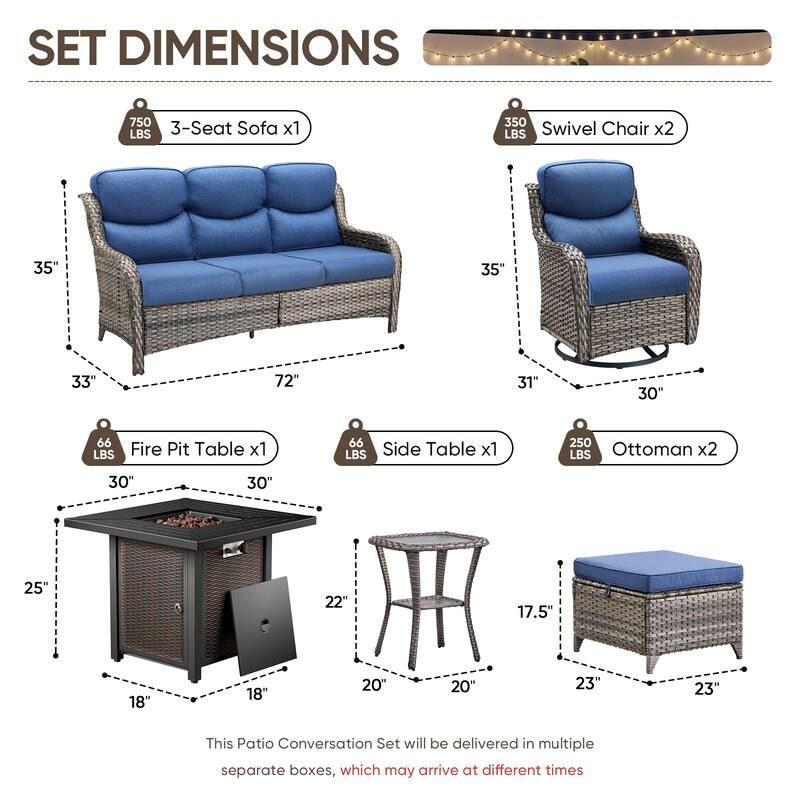 Pocassy 30 In Outdoor Propane Fire Pit Table with Patio Conversation Sets