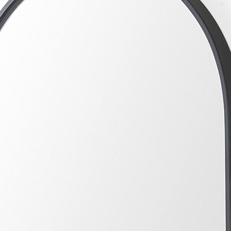 HomeRoots 40" Black Metal Arch Framed Accent Mirror With Shelf - 24.02 in. x 39.96 in. x 3.94 in.