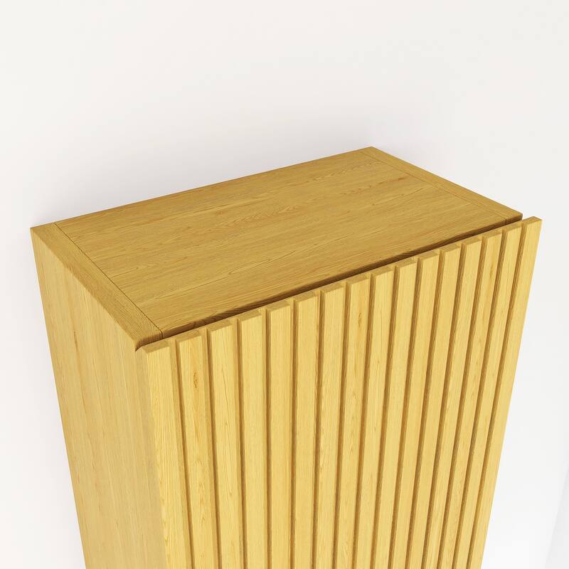 Wall Mounted Bathroom Cabinet with Door and Shelves in Oak