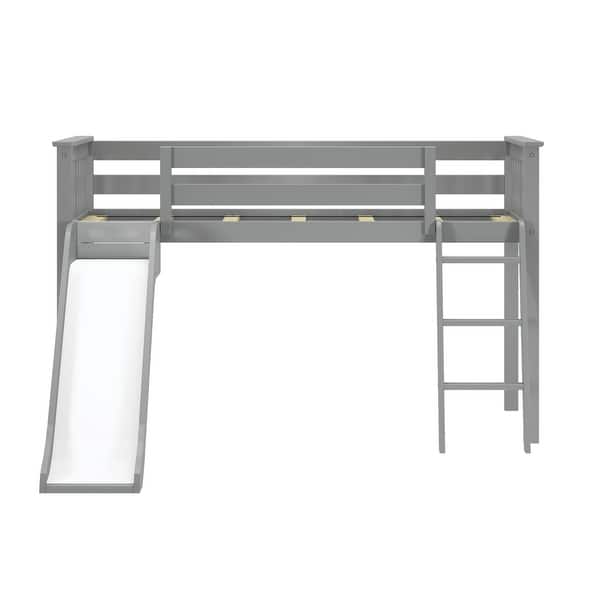 Max and Lily Classic Twin-Size Low Loft with Easy Slide and Curtain
