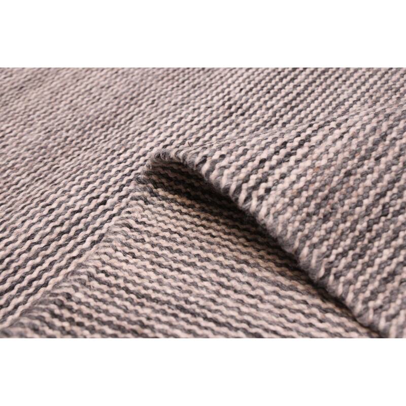 ECARPETGALLERY Flat-Weave Nevada Dark Grey Wool Kilim - 5'5 x 7'9