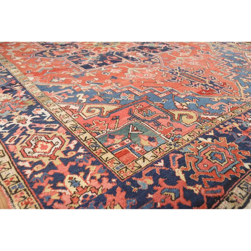 Vegetable Dye Heriz Serapi Persian Antique Rug Handmade Wool Carpet - 7'8" x 10'7"