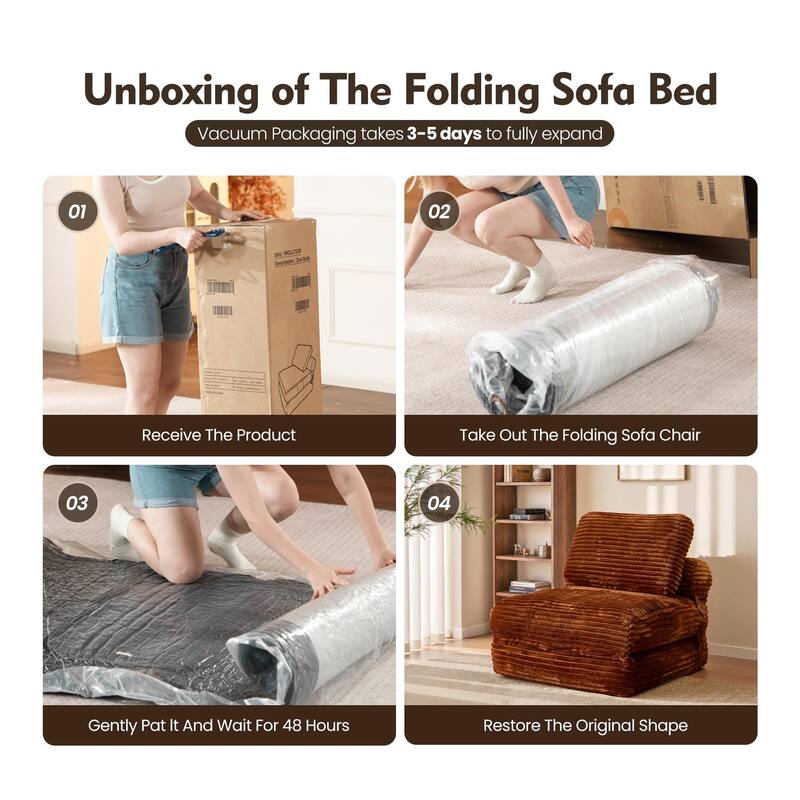 OVIOS Corduroy Foldable ​Compressed Sleeper Sofa