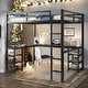 preview thumbnail 2 of 12, Full Metal Loft Bed with Desk and Shelves, Loft Bed with Ladder and Guardrails, Loft Bed Frame for Bedroom