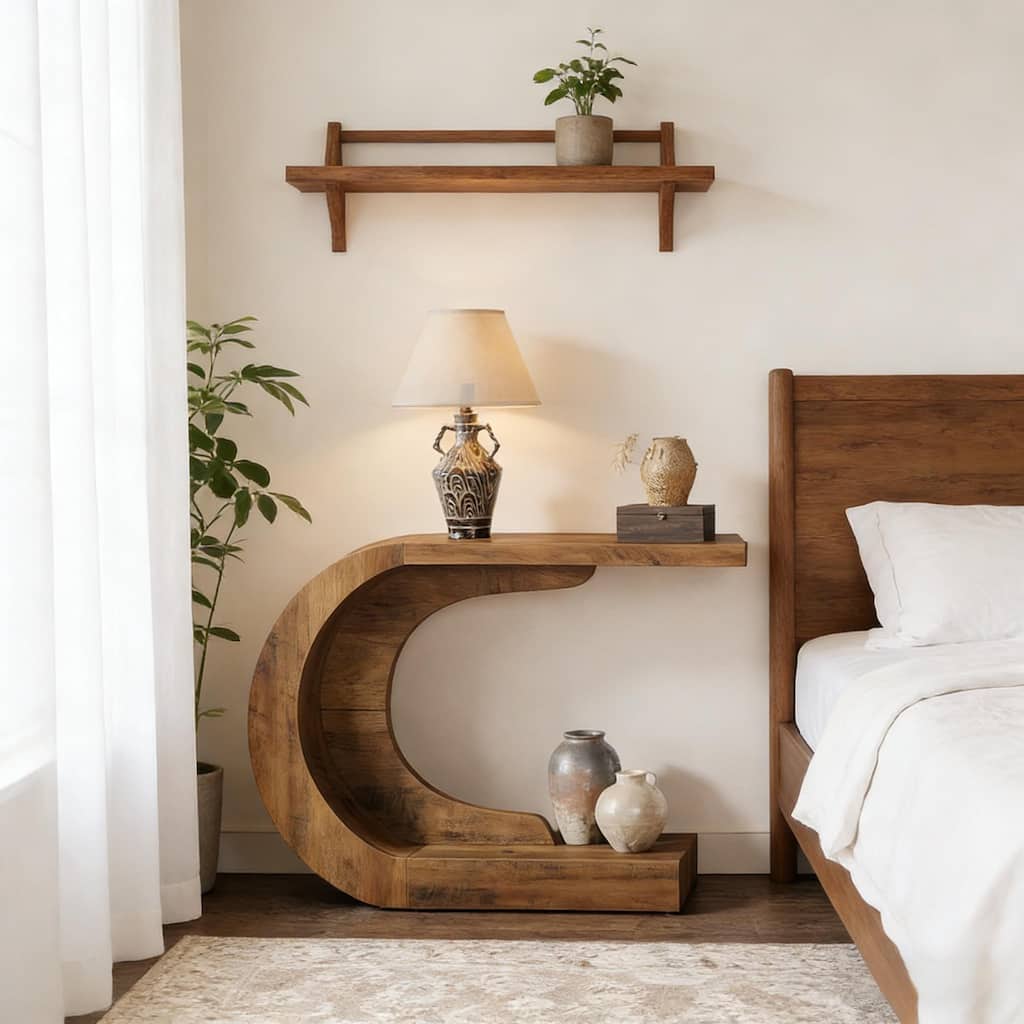 Contemporary Hallway Table, Modern Console Table, C-Shaped Coffee Table