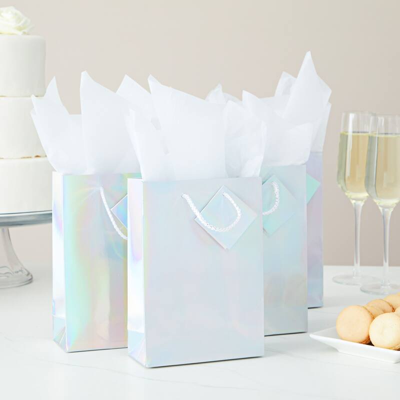 Blue Panda 20 Pack Small Gift Bags with Handles Tissue Paper for Birthday Party 8X5.5x2.5"