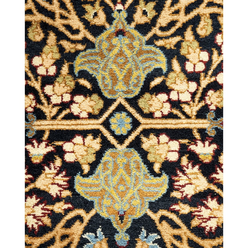 Overton Hand Knotted Wool Traditional Oriental Black Area Rug - 6' x 9'