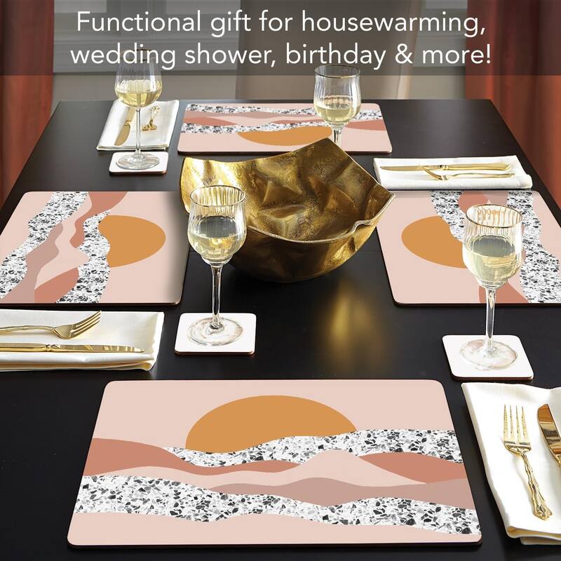 Mohave Sunrise Decorative Hardboard Placemats with Protective Cork Backing 4 Pack Heat Tolerant and Easily Wipes Clean