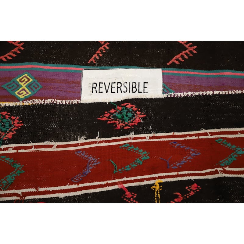 Hand Woven Oriental 100% Wool Carpet Southwestern Tribal Multi-Colored Kilim Area Rug - 9' 8'' X 5' 5''