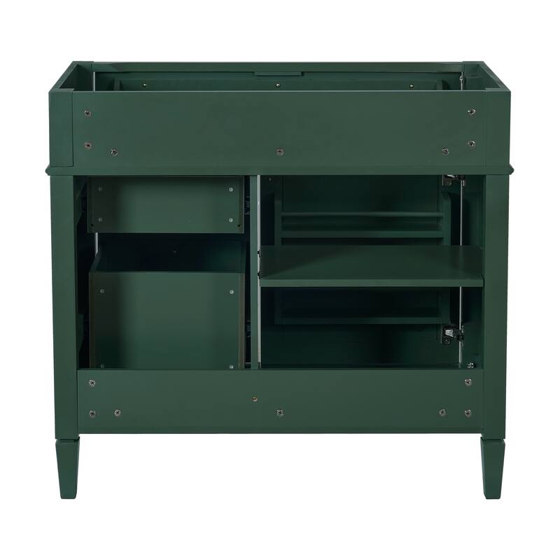 Roomfitters 36'' Bathroom Vanity, Modern Freestanding Storage Cabinet with 2 Drawers and Tip-Out Compartment, Solid Wood Frame