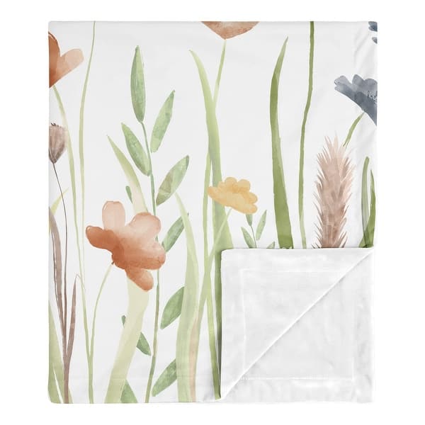 slide 2 of 5, Boho Floral Garden Flower Girl Baby Receiving Security Swaddle Blanket Sage Green Watercolor Bohemian Floral Vintage Shabby Chic