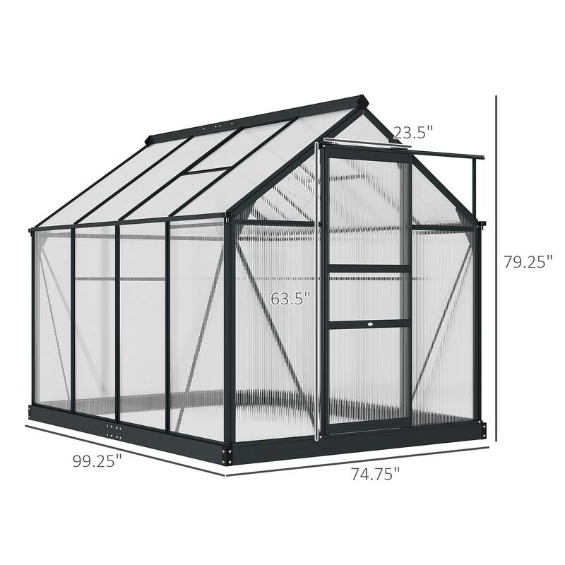 Outsunny Polycarbonate Walk-in Garden Greenhouse - Clear