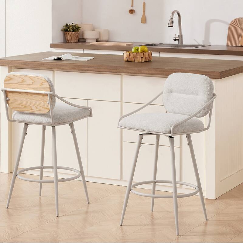 Art Leon Mid-century Modern Fabric Swivel Barstool