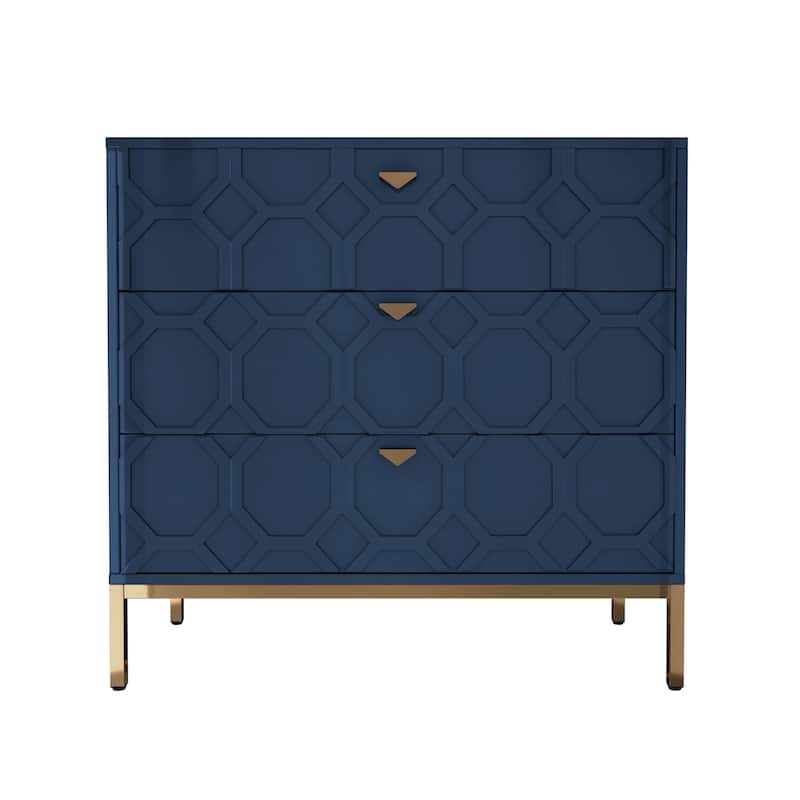 Clihome Modern Wooden Glossy 3-Drawer Storage Chest