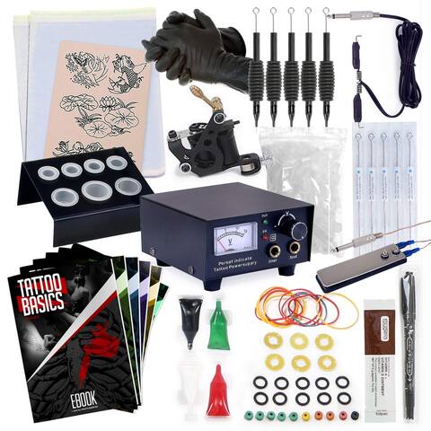 tattoo kit machine ink equipment complete supply needles gun starter tattoos power rehab kits inks care supplies health piercing walmart