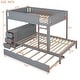 preview thumbnail 5 of 12, Full-Over-Full Bunk Bed with Twin Trundle, Storage and Desk, Grey