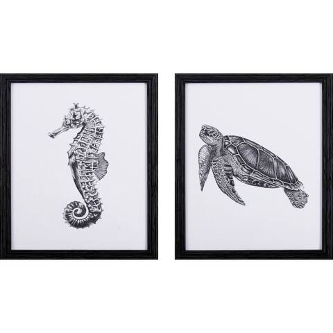 Set of Two Black Sea Creatures Wall Art