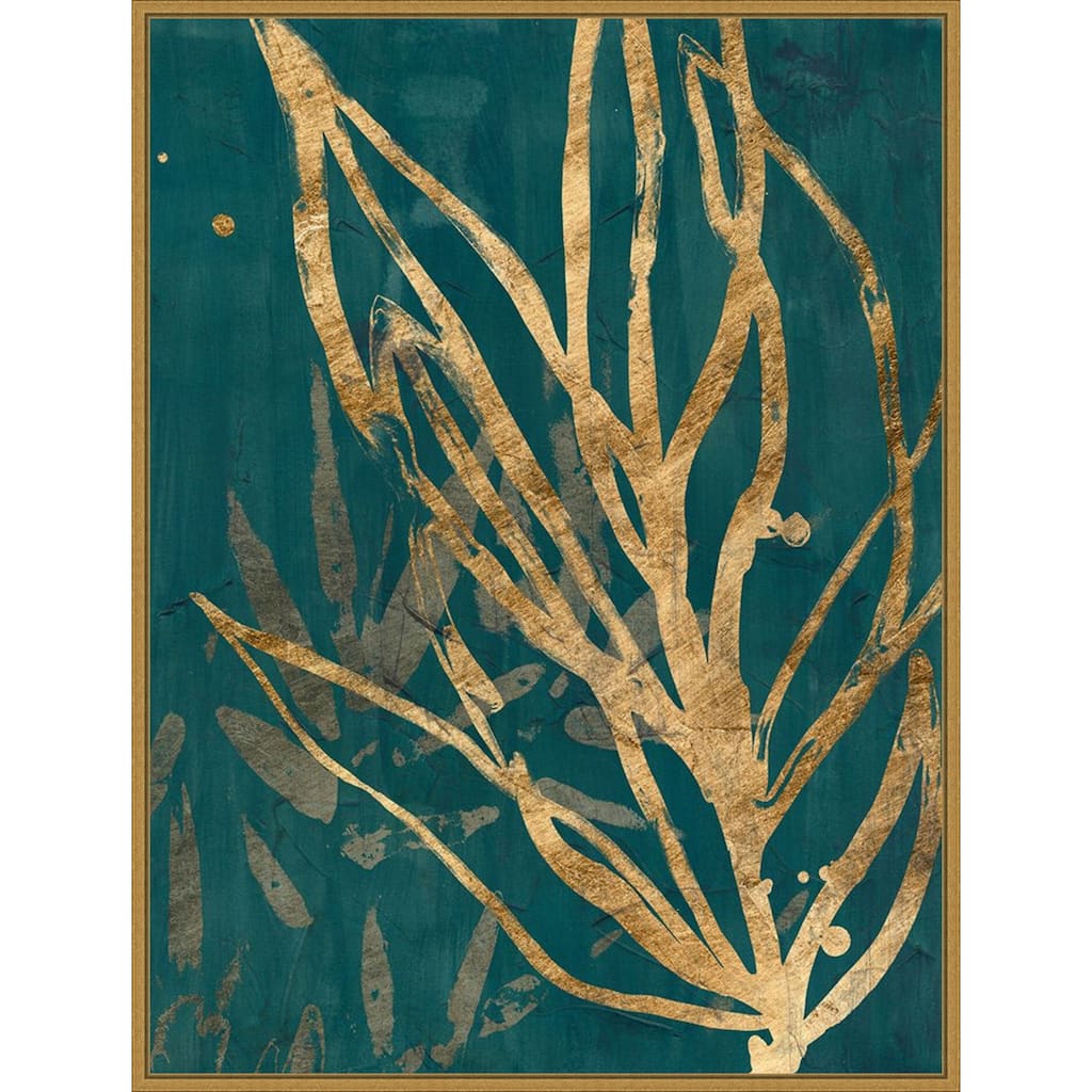 Burnished Jungle Leaves II by June Erica Vess Framed Canvas Wall Art Print - Sylvie Gold