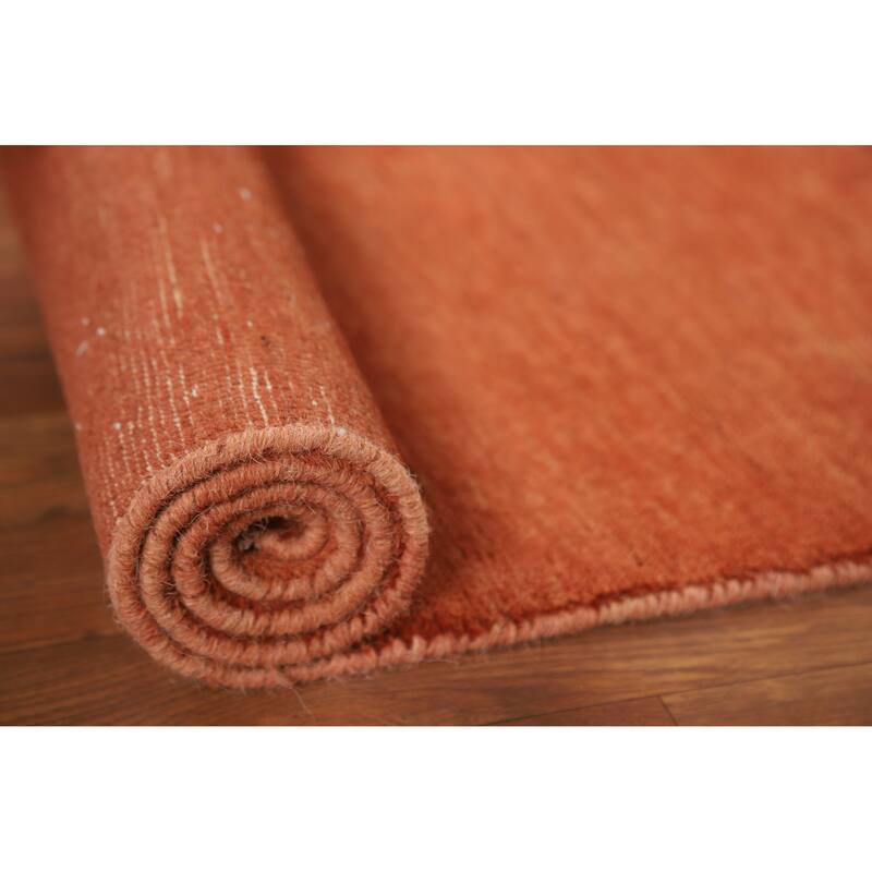 Orange Gabbeh Modern Foyer Rug Hand-Knotted Accent Wool Carpet - 2'7"x 4'1"