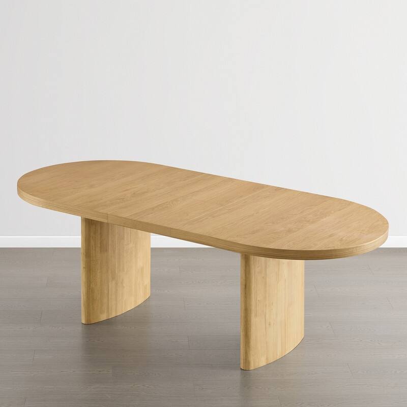 Spruce & Spring Modern 75" Extendable Oval Dining Table with Curved Base