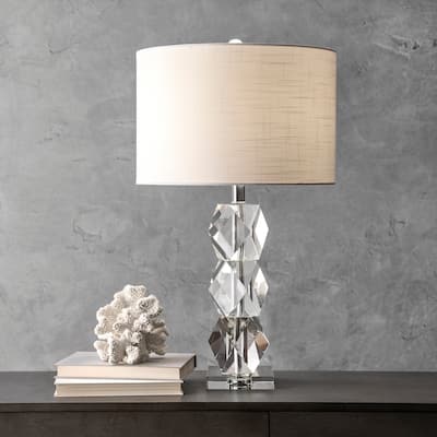 Nuloom 27" Crystal on the Rocks Faux Silk Shade Table Lamp - 15"W x 15"D x 27"H