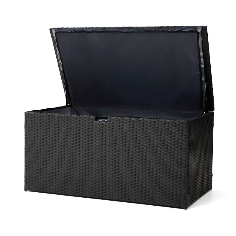 Outdoor 52.75"W 140 Gallon Patio Oversize Wicker Storage Bench Deck Box - 52.75"W x 29"D x 26"H