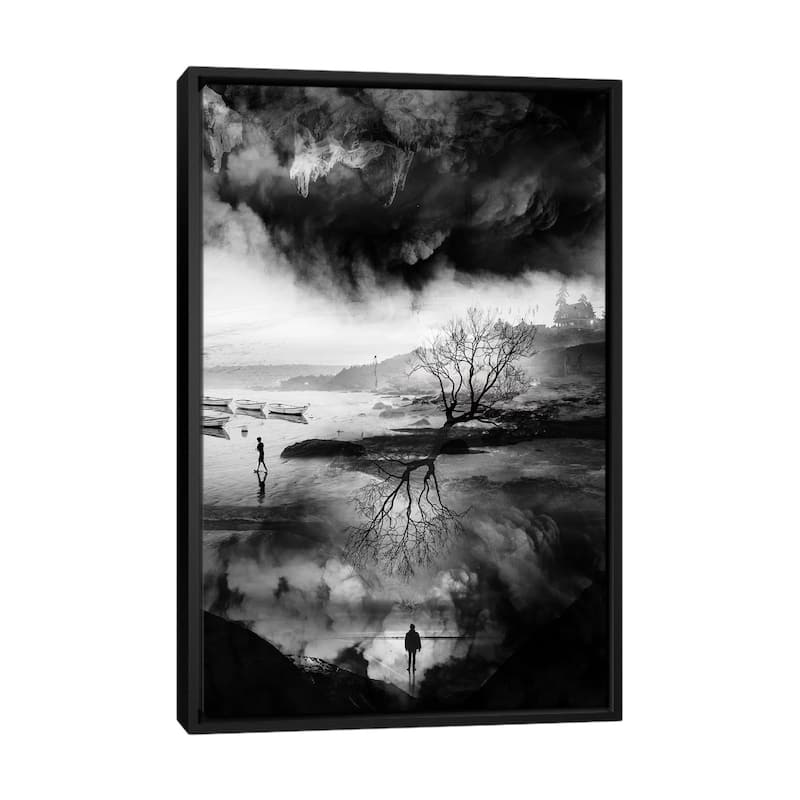 iCanvas "The Fisherman's Son Who Wanted To Be A Mountaineer" by Stoian Hitrov Framed Canvas Print - Black - 48x32