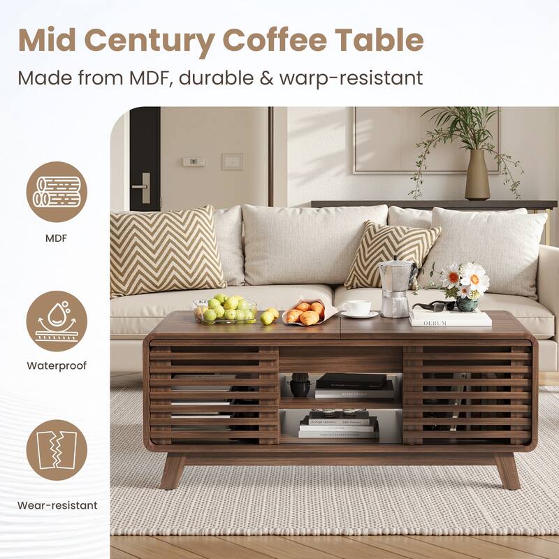 Pocassy Coffee Table with Hidden Compartment for Home