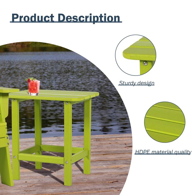 Aoodor Outdoor Adirondack Side Table HDPE End Table - 18"×14.5"