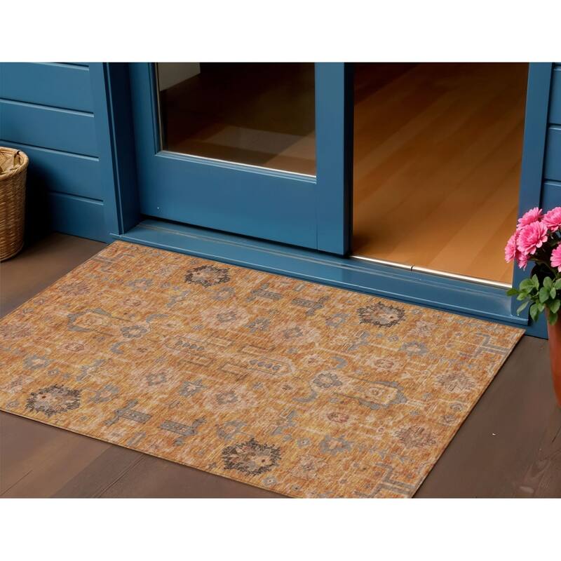 HomeRoots Oriental Traditional Rectangle Outdoor Rug - 3' x 5'