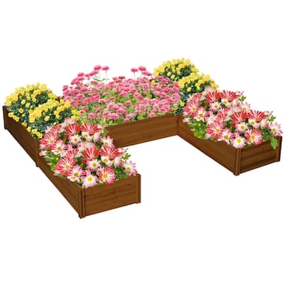 Large Wooden Planter Box Set for Garden and Outdoor Use Modular Fir Wood Raised Beds for Flowers Vegetables