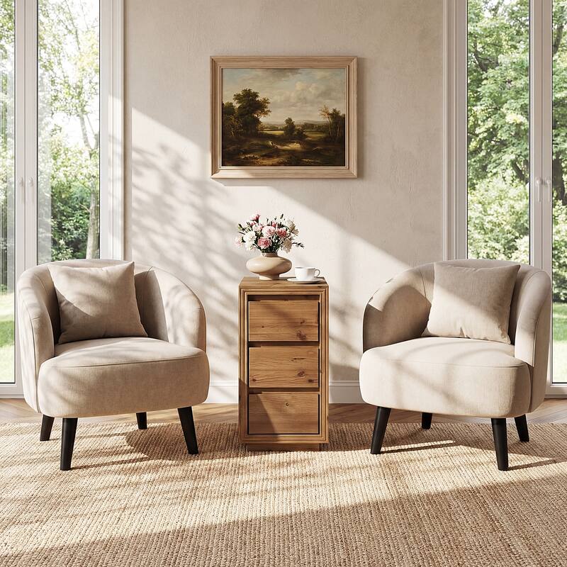 Solid Wood End Table with 3 Drawers, 23.62" H, No Assembly